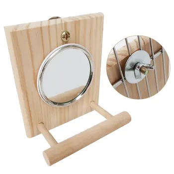 

Funny Wooden Perch Platform with Mirror Bird Rack for Parrots Parakeet Cockatiel Pet Budgies Supplies Bird Play Toys