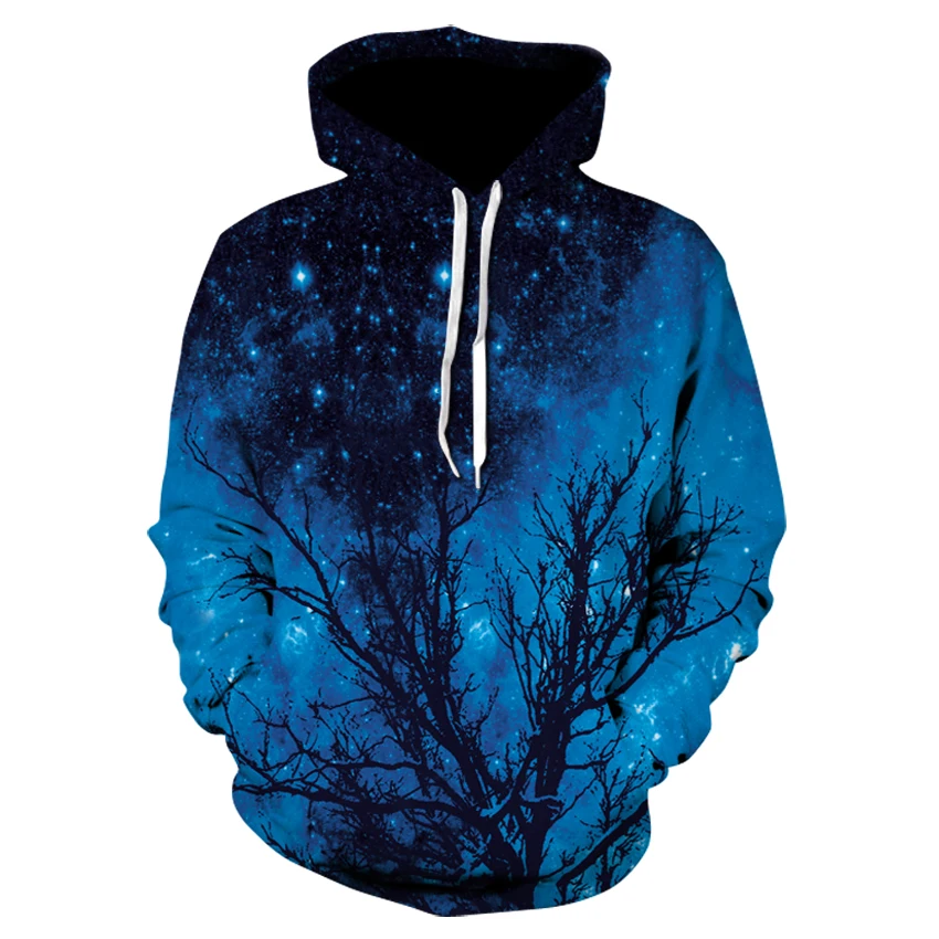 

2019 New Fashion Men/Women 3d Hoodies Print Nightfall Trees Designed 3d Sweatshirts Unisex Space Galaxy Hooded Hoodie tops