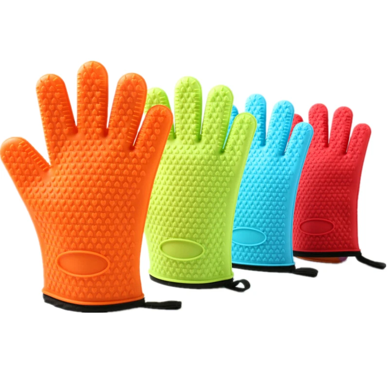 

1Pc Heat Resistant Kitchen Glove Thicken Barbecue Grilling Glove Silicone BBQ Grill Oven Mitt Pot Holder Cooking Tool