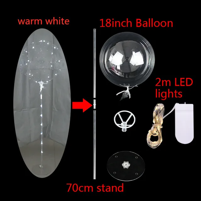 1 Set LED Light Balloon Column Support Display Stand Table Floating Birthday Wedding Party Decor Balloons Holder Stick Accessory warm white led set