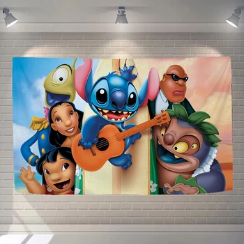 

Mandala Tapestry Wall Hnaging Disney Stitch Children Kids Bedroom Dcoration Tapestry Blanket Polyester Cartoon Carpet Wallpaper