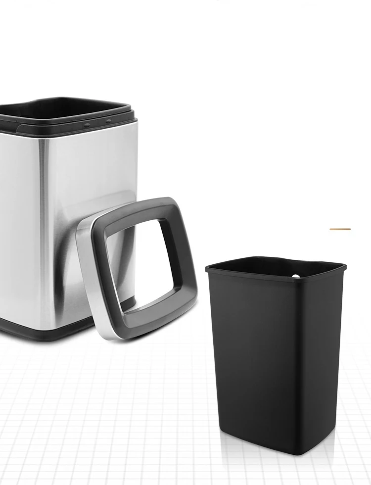Creative Stainless Steel Trash Can Home Office Living Room Kitchen Without Cover Practical Waste Basket Garbage Containe LA40