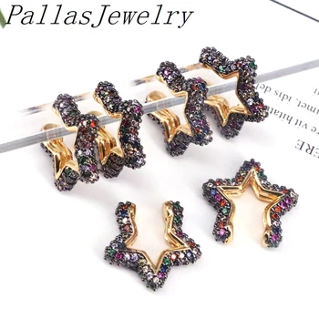 

5Pairs, Rainbow Cubic Zirconia Heart / Star /Shaped Ear Cuff Clip On Earrings Trendy No Pierced Earcuffs Party Wedding Jewelry