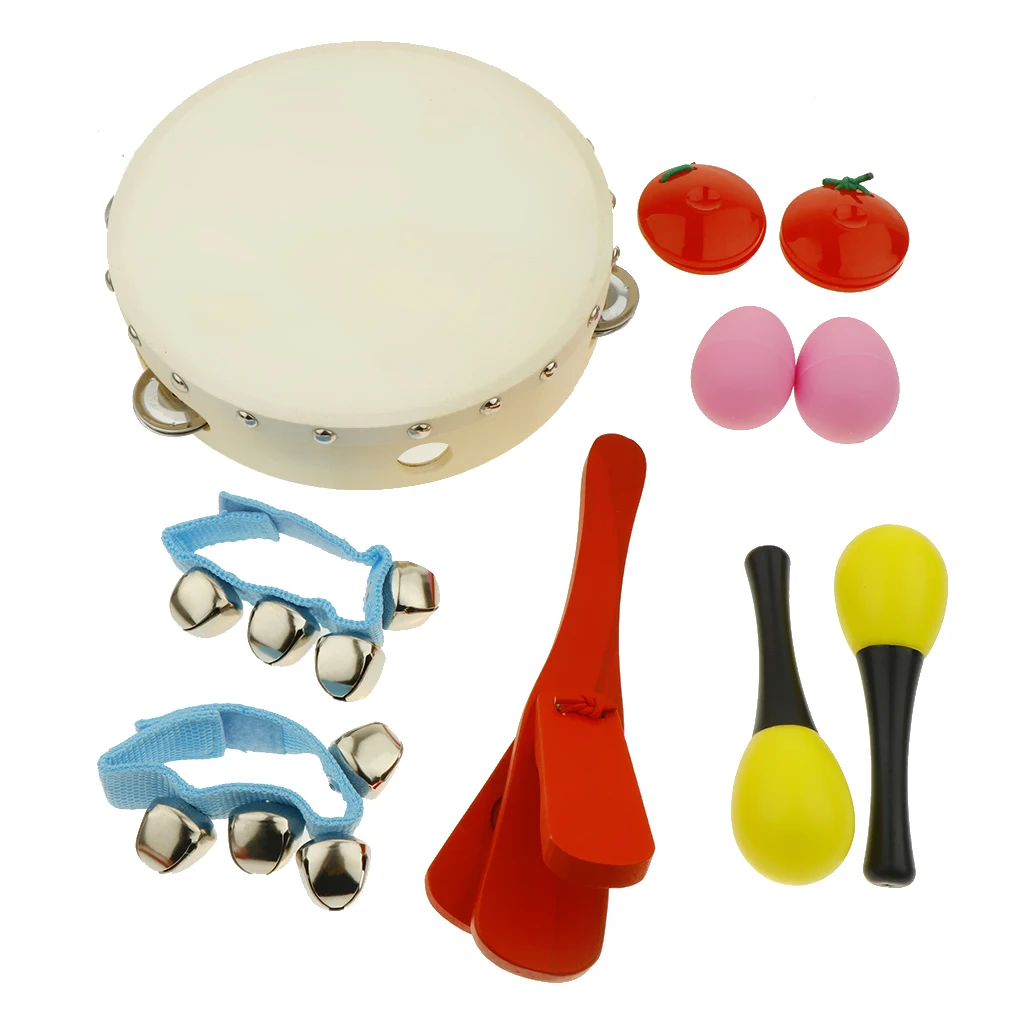 Musical Instruments Set with Xylophone, Maraca, Tambourine, Rattles for Kids Children Toddlers, 10 Pcs, 6 Types