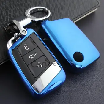 

Aurora Blue Good Quality Durable Car Key Case Holder Cover For Volkswagen B8 Passat Jetta Atlas Arteon Teramont Skoda Kodiaq
