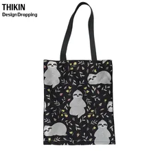 THIKIN Sloth Цветочные холщовые сумки-тоут для девочек модные вместительные женские хозяйственные сумки перерабатываемые дамские Хранение продуктов женственные
