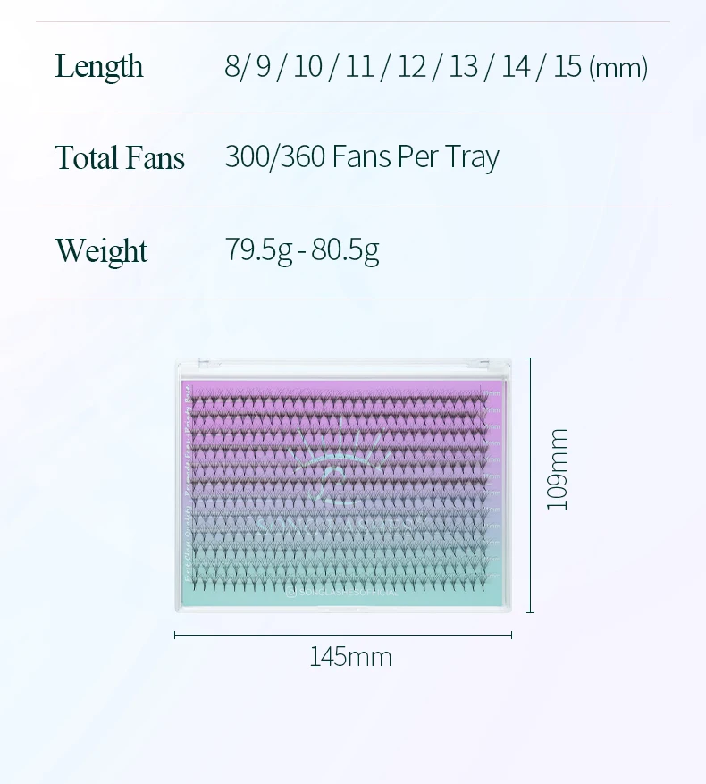 SONG LASHES Premade Volume Fans Mega Tray 360 Fans Sharp Thin Pointy Base Eyelash Extensions  Mega Tray 360Fans 6D 7D 8D 10D 12D