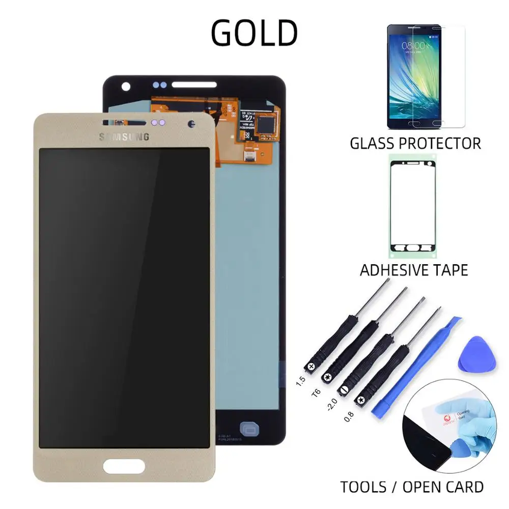 Gold No Frame AMOLED Дисплей для SAMSUNG Galaxy A5 A5 A500FU A500 A500F A500M LCD в сборе с тачскрином 5.0'' черный белый золотой - Цвет: Gold No Frame