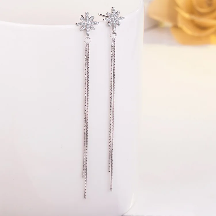 

Star same earring female Japanese and Korean simple S925 pure silvery jewelry fashion simple Elegant atmosphere earring