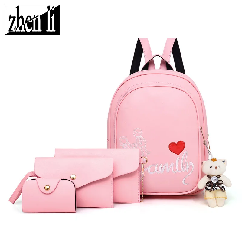 

2019 Summer Popular Backpack Women's PU Leather Set Sweet Ladies' Backpack Cross Border Supply of Goods EBay Set Bag