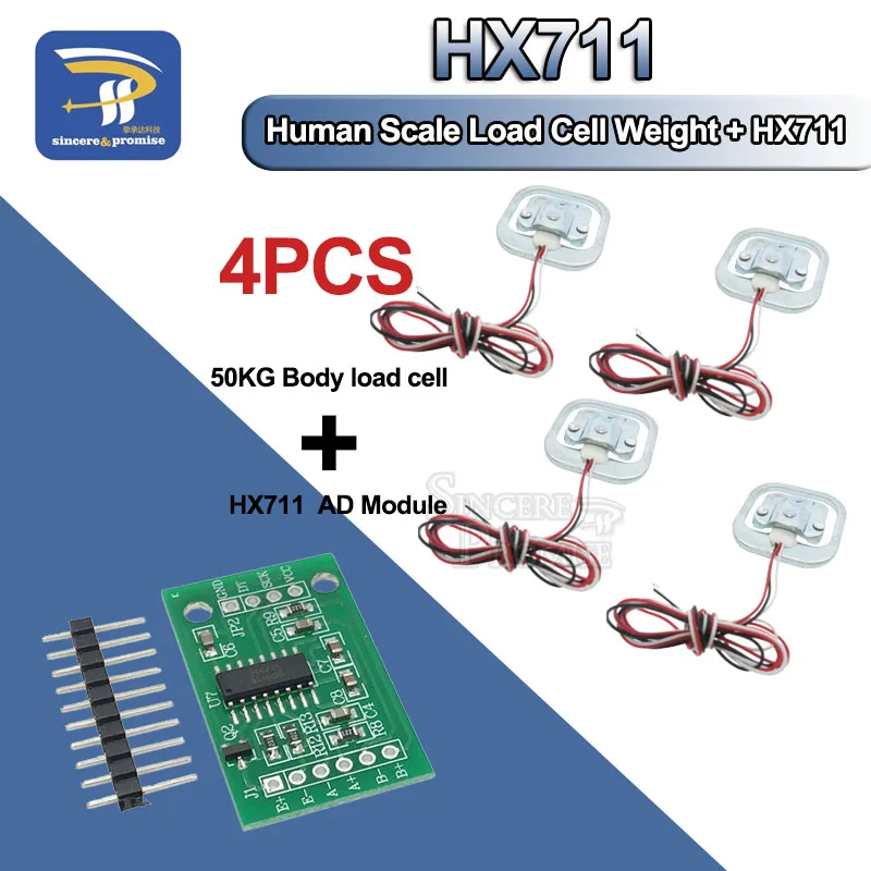 4 шт. весы для измерения веса 50кг с датчиком давления модуль HX711 AD|cell sensor|load cell