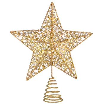 

STOBOK 25 x 30cm Christmas Tree Topper Star Warm Lights For Christmas Party Decoration Golden