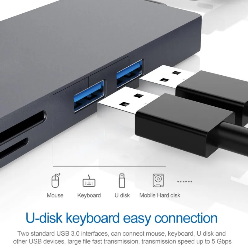 Распродажа 8 в 1 Многофункциональный Тип C адаптер Тип C к HDMI концентратор USB VGA для ноутбука