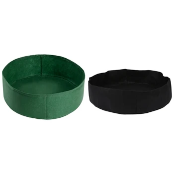 

2 Pcs Planting Bag Garden Bed Round Planting Container Grow Bags Breathable Felt Fabric Planter Pot - Black & Green