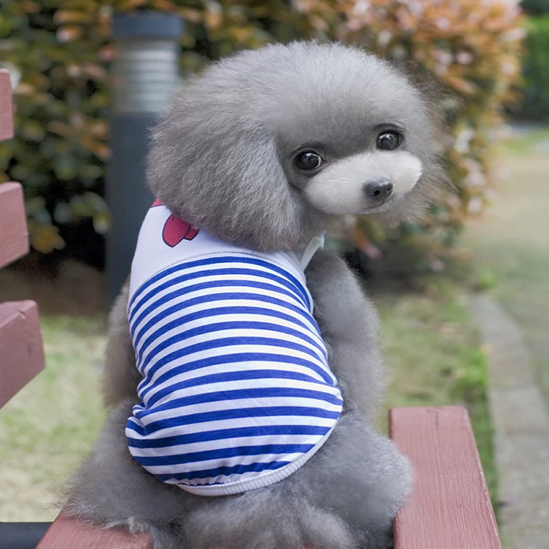 Pet Dog Sailor Striated Vest Little Medium Dogs Cat Spring Summer Clothes Cats Puppy Kitten Vests Pets Clothing Pets Supplies