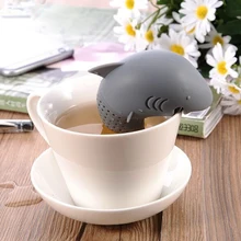 Силиконовый инфузионное чайное ситечко в форме акулы для заварки чая в пакетиках, травяной фильтр для специй, рассеиватель, аксессуары для чая