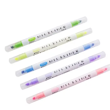 

Korean two-headed solid highlighter watercolor pen students mark notes with colored underline pen no. 12 color