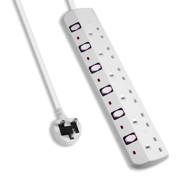 

Power Strip Surge Protector 5/6 AC UK Outlet Plug Socket With Independent Switch Electrical Adapter 2M Extension Cord