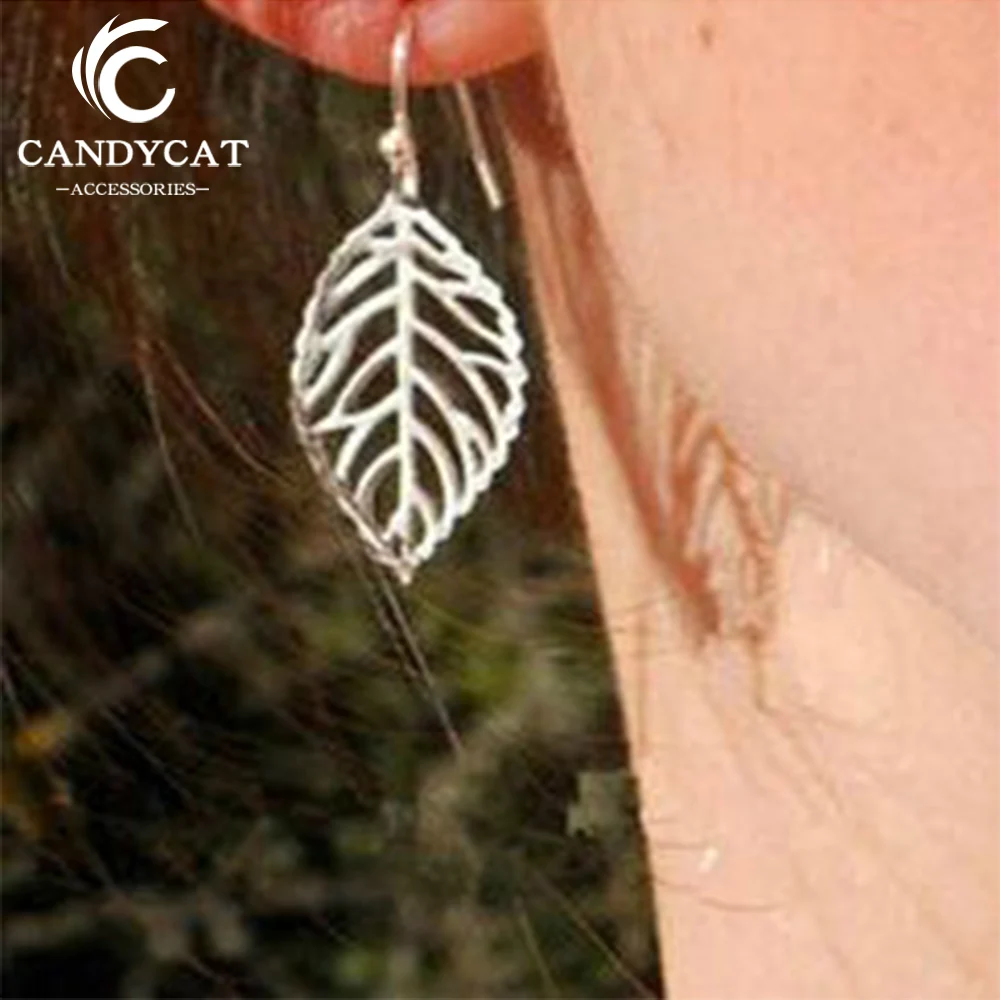 

Trendy Leaf Drop Earrings For Women Simple Sen Department Hollow Metal Leaf Hanging Earrings Fashion Jewelry Gifts Wholesale