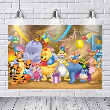 

Winnie Tiger Dance Party Gifts Balloons House Custom Photo Studio Backdrop Background Vinyl Photography Backdrops