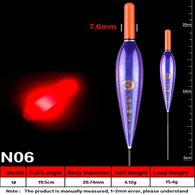 Светодиодный поплавок для рыбалки с большими предметами, умный светящийся поплавок для рыбалки с большой плавучестью, аксессуары для зимней морской рыбалки - Цвет: N0 6
