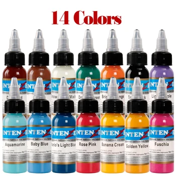 

14 Colors Tattoo Inks Colors 30ml 1OZ Permanent Makeup Tattoo Pigment Inks Set for Body Tattoo Art Kit Each Colors Dropshipping