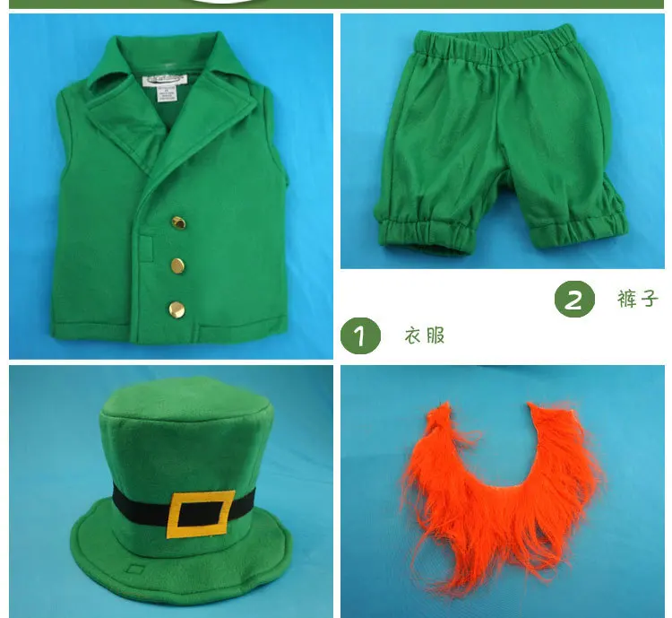 Детский Рождественский костюм ирландского зеленого эльфа Святого Патрика; карнавальный костюм; вечерние Детские костюмы на Хэллоуин в народном стиле для мальчиков и девочек