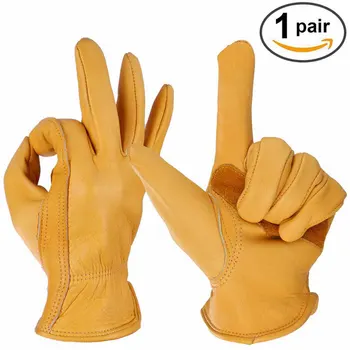 

Mechanics Driver Men Motorcycle Work Gloves Non-slip Wearable Safety Cowhide Welding Riding Protection Racing Garden Moto Gloves