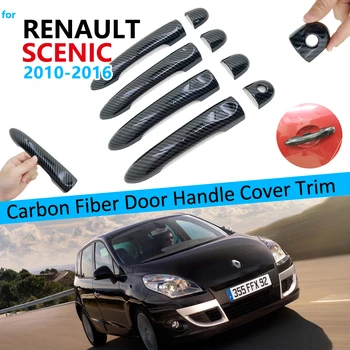 

Carbon Fiber Door Handle Cover Trim Set for Renault Grand Scenic III XMOD 2010~2016 Car Accessories Black 2012 2013 2014 2015