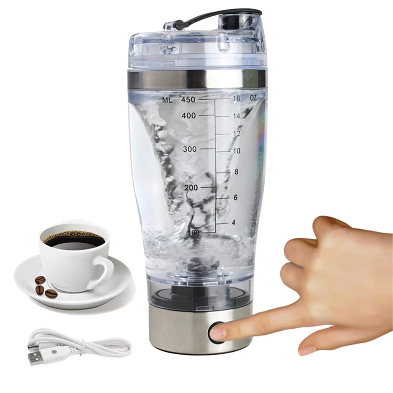 450Ml Electric Protein Shaker Usb Shaker Bottles Milk Coffee Blender Water Bottle Movement Vortex Tornado Smart Mixer