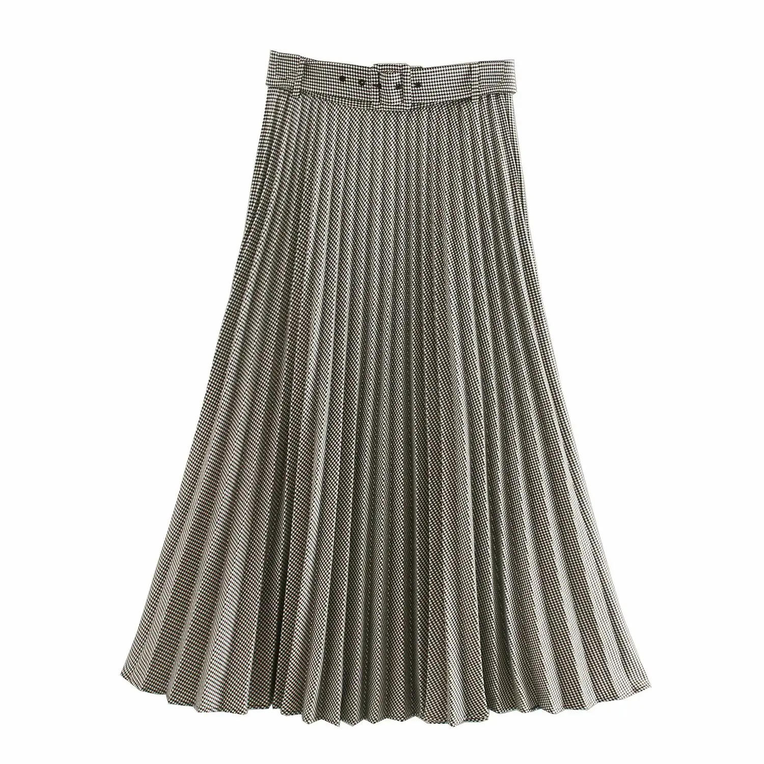 

2020 chun xin Products in Europe And American Style WOMEN'S Dress of Belt Thousands of Birds Pleated Skirt A9os1248
