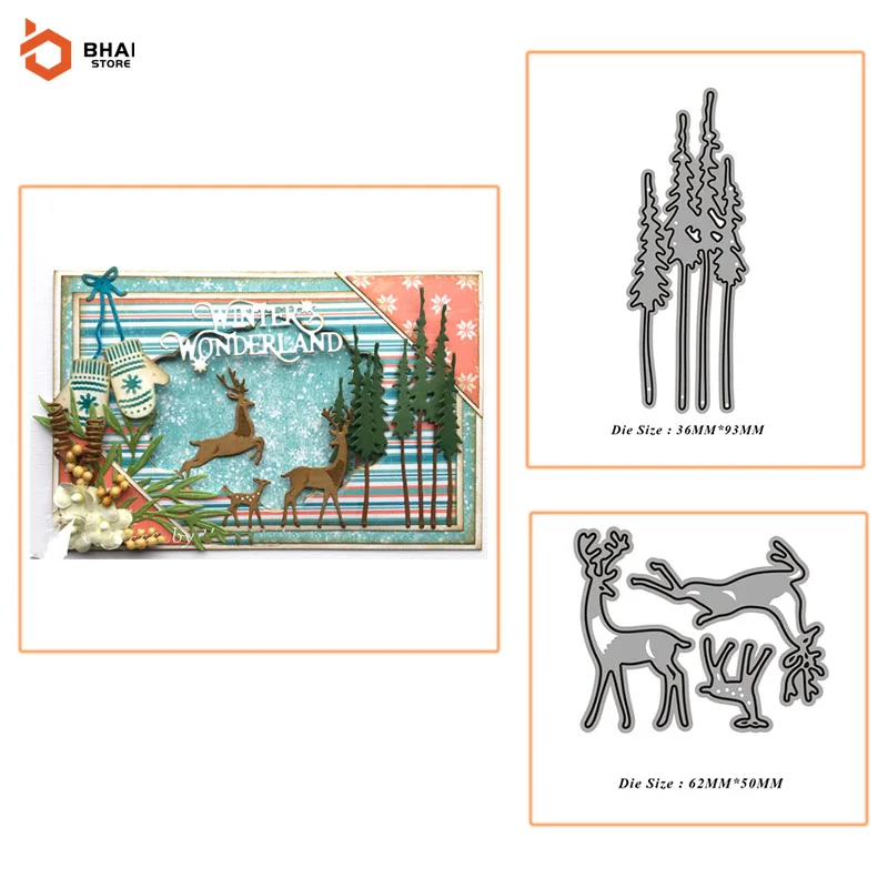 

2021 New Christmas Elk Tree Decoration Metal Cutting Dies Scrapbooking for Paper Card Making DIY Album Embossing Crafts Stencil