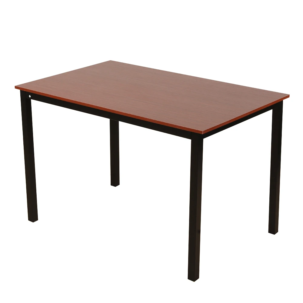 

120 x 76 x 76cm Simplistic Iron Frame Dining Table Teak Color Writing Computer Desk