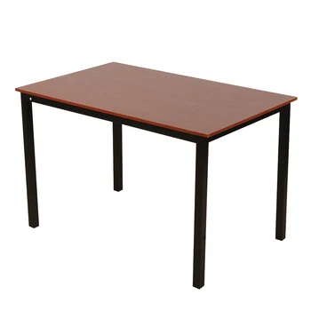 

120 x 76 x 76cm Simplistic Iron Frame Dining Table Teak Color Writing Computer Desk