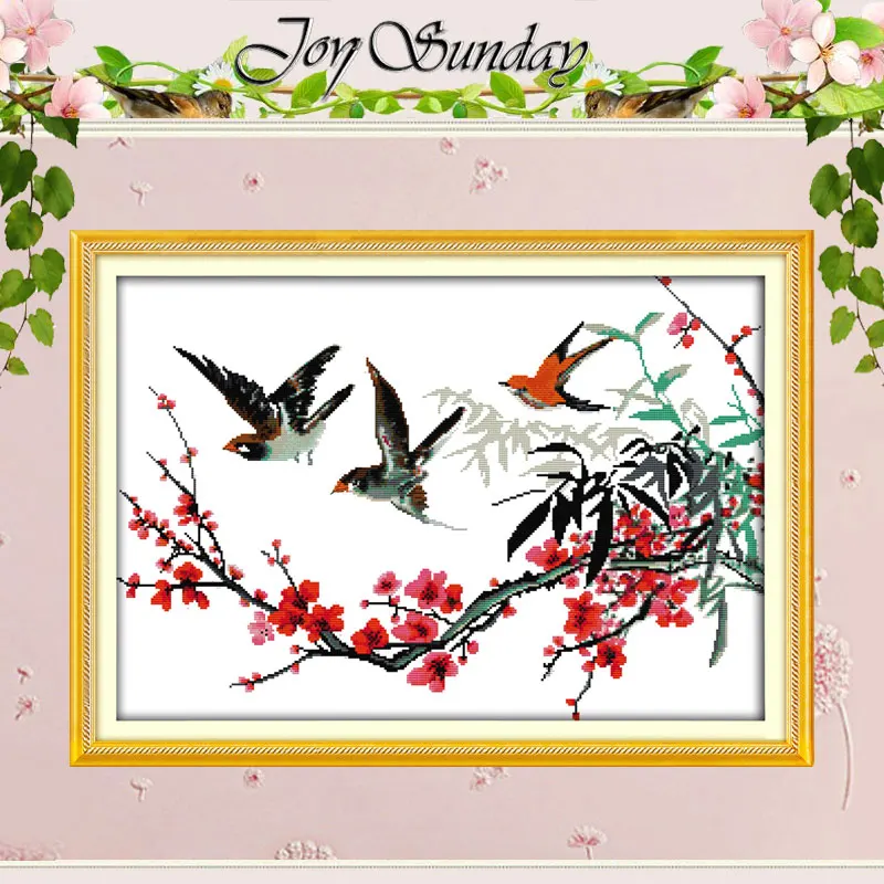 The Birds with Branches Patterns Counted Cross Stitch 11 14CT Set Wholesale Cross-stitch Kit Embroidery Needlework | Дом и сад