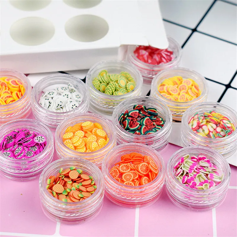 12 Jars/set Nail Fruit Slices Art Rhinestones For Decoration Polymer Clay DIY Tips Set PB# | Красота и здоровье