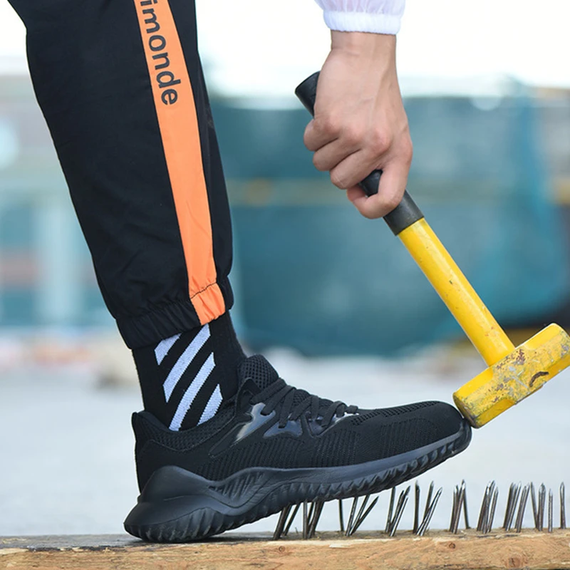 

Size 36-48 Steel Toe Safety Shoes Men Lightweight Breathable Puncture Proof Non-slip Work Shoes for Construction
