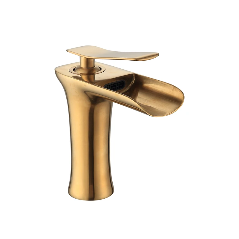 brush gold S Смесители для ванной бассейна кисть золото латунь водопроводный кран одно отверстие холодной и горячей воды кран Смеситель кран Torneira - Цвет: brush gold S