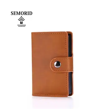

SEMORID 2020 Carbon Fiber Leather Aluminum Metal Card Holder Wallet Business card Money Clip RFID Blocking Purse for Men