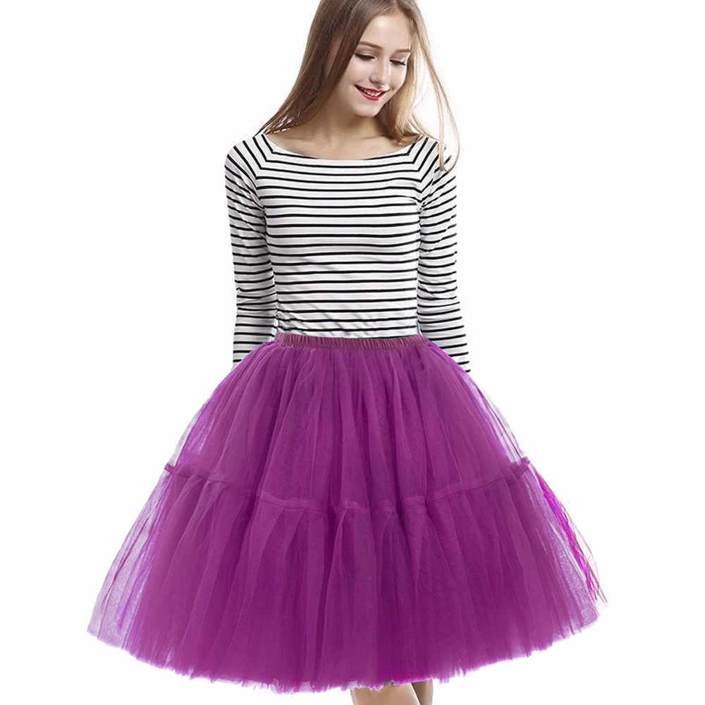 5 слоев 60 см юбка миди Тюлевая юбка эластичная талия винтажная юбка-пачка классический стиль Лолита Высокая талия женские Вечерние