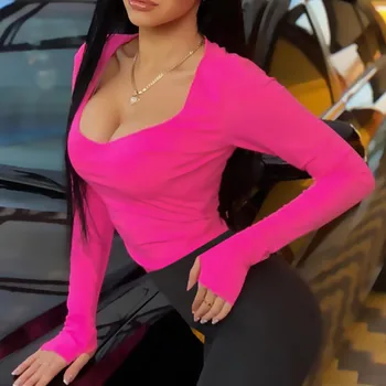 

Skinny Basic Body Women Orange Party Playsuit Scoop Neck Sexy Bodysuits 2020 Long Sleeve Rose Red Club Femininas Overalls GV852