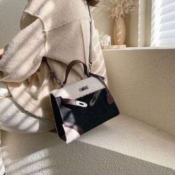 

Bag Female 2020 Package Maomao Package Bag Stitching Frosted Laptop Shoulder Bag Plush Bag