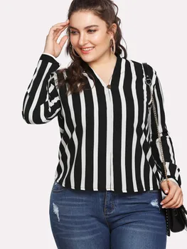 

Plus size women's clothing fat ladies fashion temperament striped plus size shirt