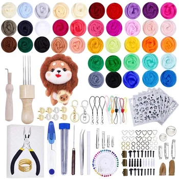 

LMDZ 464 pcs 40 Colors Wool Soft Roving Needle Felting Wool Felt DIY Handmade Spinning Craft Tools for Beginners