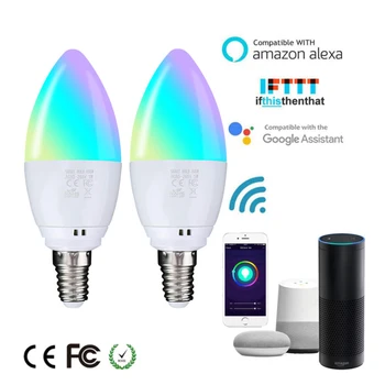 

Home Holiday 5W WiFi Smart Bulb B22 E27 LED RGB light for use with Alexa / Google Home RGB + white dimmable timer function bulb
