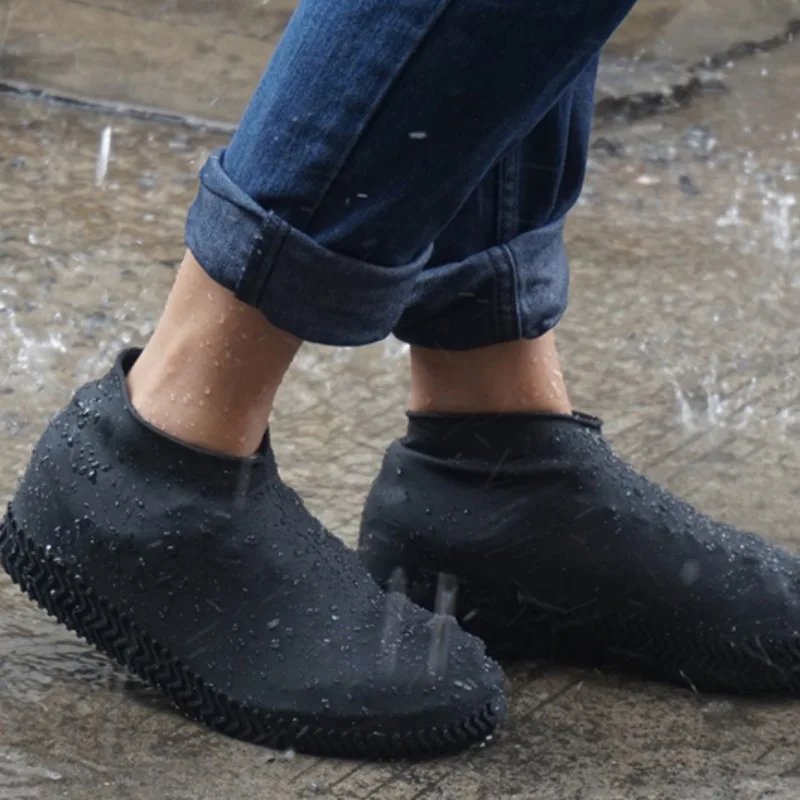 Многоразовое нескользящее покрытие на обувь от дождя Водонепроницаемые силиконовые резиновые сапоги калоши, галоши унисекс однотонные аксессуары для обуви