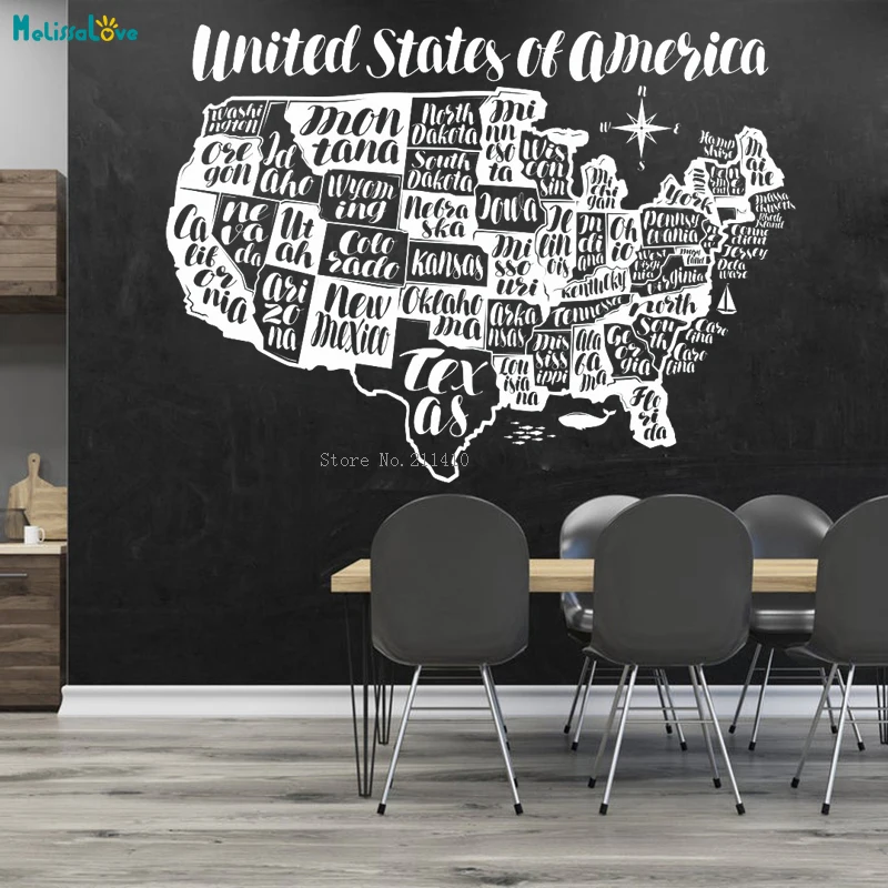 

Виниловые наклейки на стену с изображением карты США, имена, история, класс, класс, начальная и средняя школа, фрески YT2351