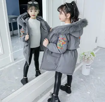 

2019 Winter Jacket New Kids Girls Clothing Thick Girls Winter Coat Velor Winter Jackets Hooded Girls Outerwear 3-12 Years Old