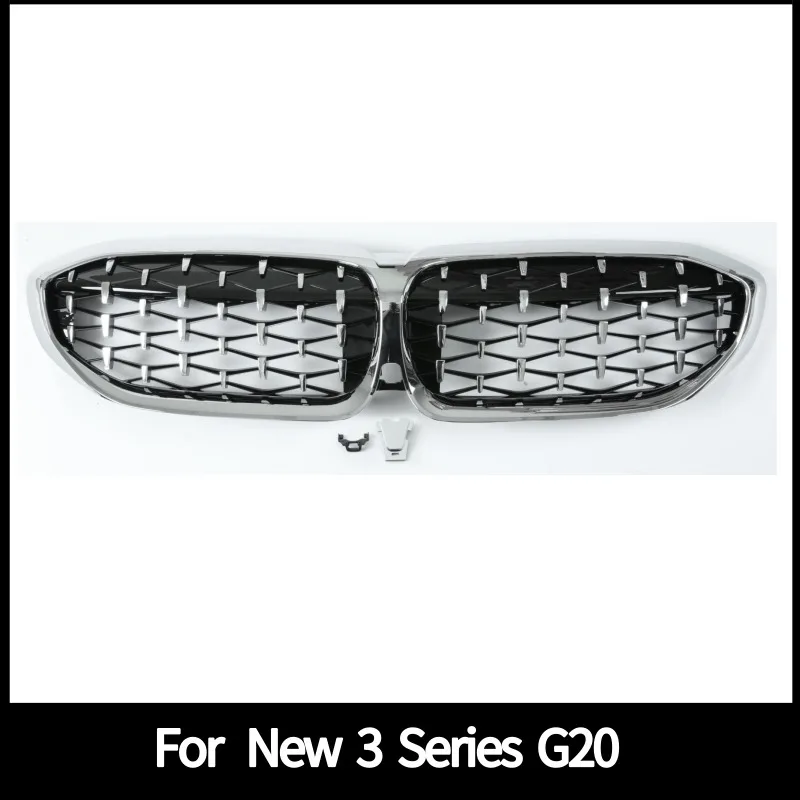 Diamond Grille for Bmw New 3 Series G20 G28- 325li 325i ABS grill front bumper grille 1 pair - Цвет: Silver