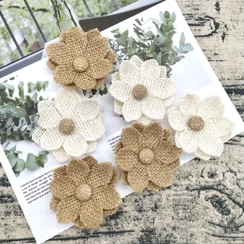 

1 PCS Handmade Natural Jute Burlap Hessian Flower DIY Craft Supplies Vintage Favor Rustic Wedding Decoration Centerpieces